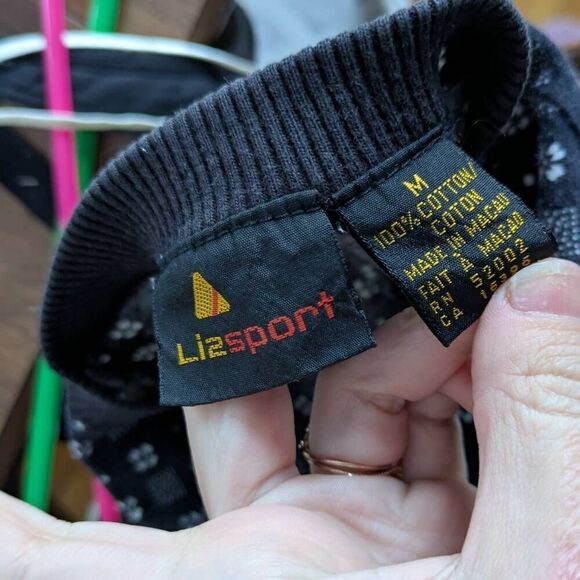 Vintage 90s Liz Claiborne Sport Printed Ringer Tee - Picture 3 of 3